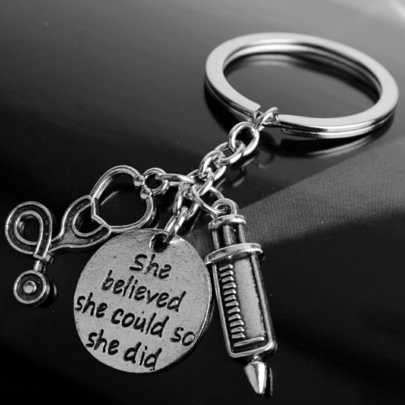Key chain Handbag Medical Doctor Nurse New Silver - Picture 3 of 3